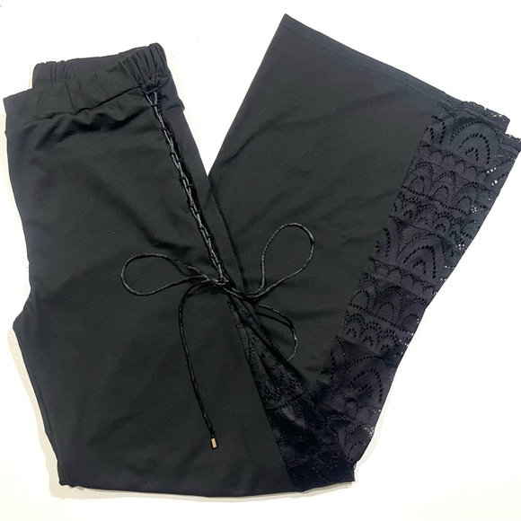 Sexy boutique Wide bell bottom flare lace panel tie-up bell bottoms size M/L - Picture 5 of 16